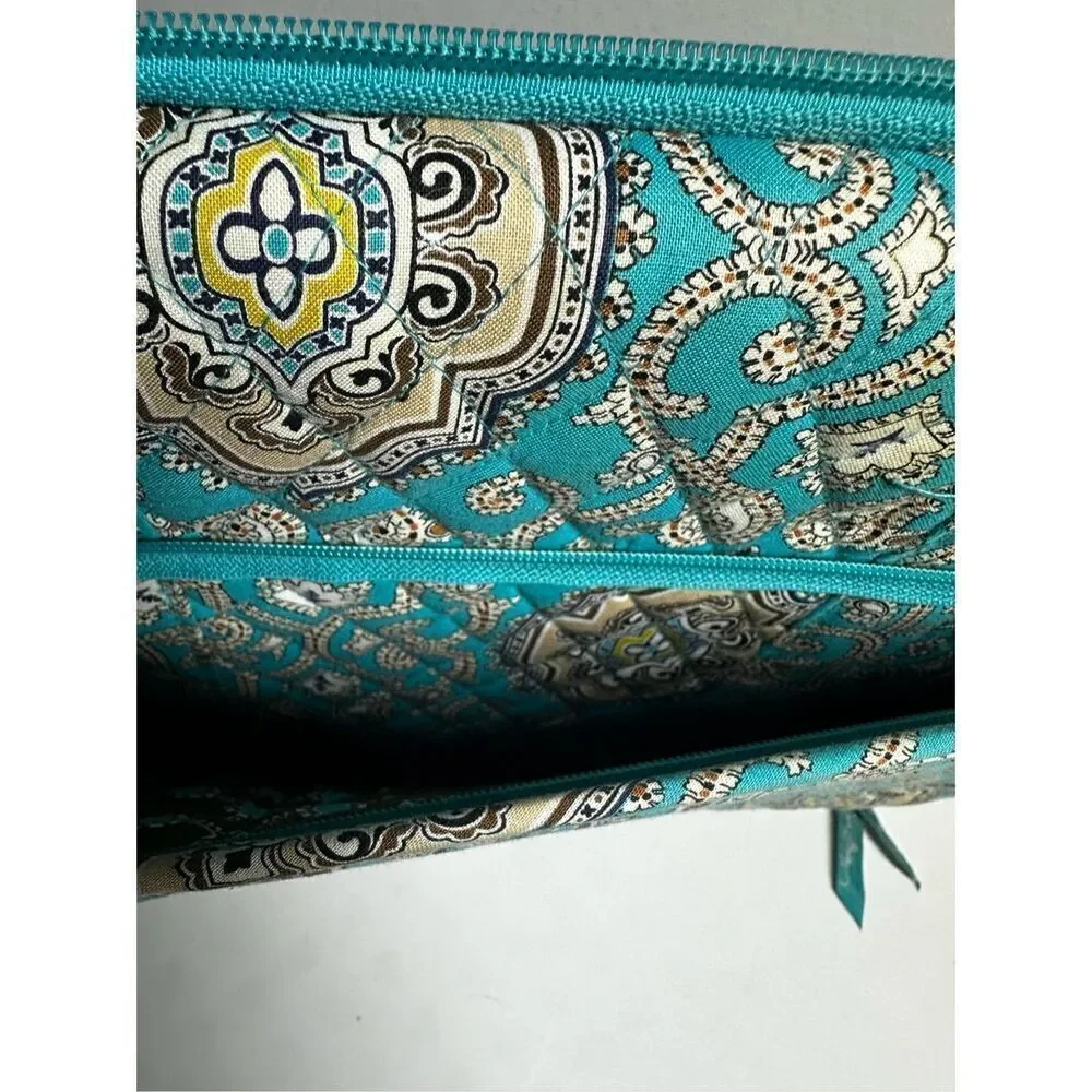 Rare Vera Bradley Laptop Portfolio Turquoise Brown Bag 17